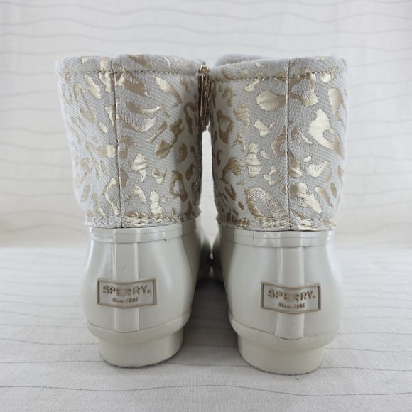 Sperry Womens Top-Sider Saltwater Ivory Leopard Duck Boots STS88315 Sz 8 NEW - Picture 5 of 12